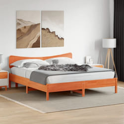 Cadre De Lit Sans Matelas Cire Marron 180x200cm Bois Pin Massif Vidaxl