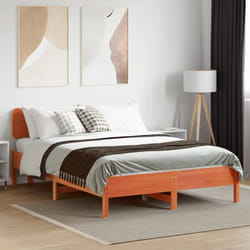 Cadre De Lit Sans Matelas Cire Marron 150x200cm Bois Pin Massif Vidaxl
