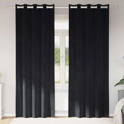 Rideaux occultants vidaXL avec œillets 2 pcs Velours Noir