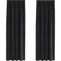 Rideaux occultants avec bande supérieure 2 pcs en velours noir Vidaxl