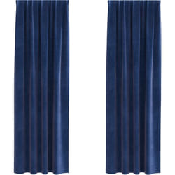 Rideaux opaques avec bande supérieure 2 pcs Velours bleu foncé Vidaxl