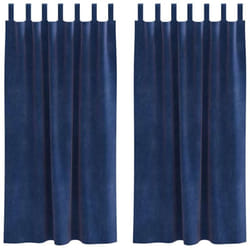 Rideaux avec des rideaux 2 pcs Bleu foncé 140 x 175 cm Velours Vidaxl