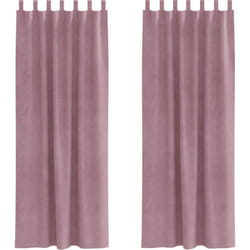 Vidaxl - Rideaux opaques avec boucles de suspension 2 pièces en velours rose foncé