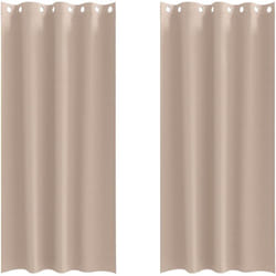 Rideaux occultants avec anneaux Taupe Polyester vidaXL