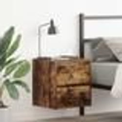 vidaXL Table de chevet murale chêne fumé 38x34x40 cm
