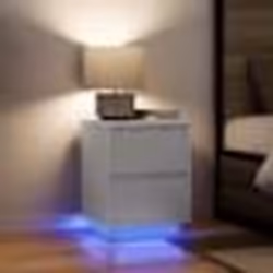VidaXL Tables de chevet avec lumières LED 2 pcs blanc 38x34x50 cm