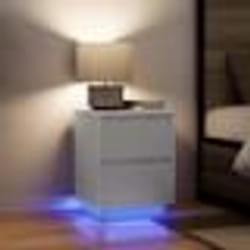VidaXL Tables de chevet avec lumières LED 2 pcs blanc 38x34x50 cm