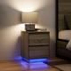 VidaXL Tables de chevet avec lumières LED 2pcs chêne sonoma 38x34x50cm