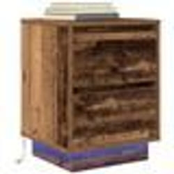 VidaXL Table de chevet avec lumières LED vieux bois 38x34x50 cm