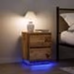 VidaXL Tables de chevet avec lumières LED 2pcs vieux bois 38x34x50 cm