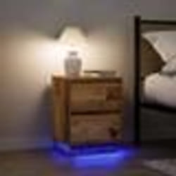 VidaXL Tables de chevet avec lumières LED 2pcs vieux bois 38x34x50 cm