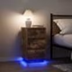 vidaXL Table de chevet avec lumières LED chêne fumé 38x34x65 cm