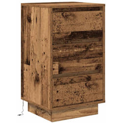 Vidaxl - Table de chevet avec lumières led vieux bois 38x34x65 cm