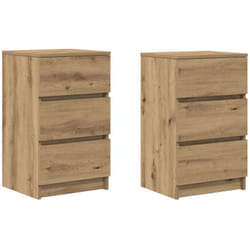 Tables De Chevet 3 Tiroirs 2 Pcs Chêne Artisanal 39x35x65 Cm Vidaxl