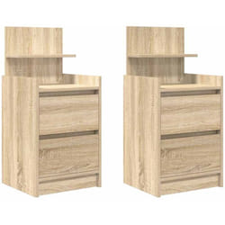 Tables de chevet avec 2 tiroirs 2 pcs chêne sonoma 38x34x80 cm Vidaxl