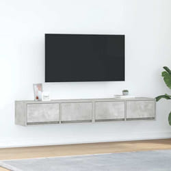 vidaXL Meubles TV 2 pcs gris béton 80x31x255 cm bois dingénierie banc TV meuble hifi centre de divertissement buffet 861515
