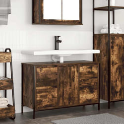 vidaXL Meuble sous-vasque avec tiroirs chêne fumé 90x34,5x60 cm