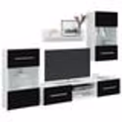 vidaXL Meubles TV avec lumière LED 5 pcs noir mat bois dingénierie meuble TV meuble de rangement multimédia meuble de 3324230