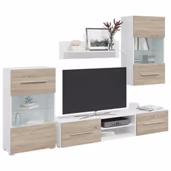 vidaXL Meubles TV avec lumière LED 5pcs chêne sonoma bois dingénierie meuble TV meuble de rangement multimédia meuble de