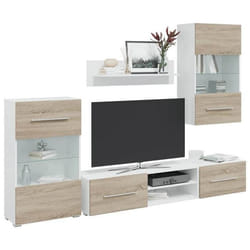 vidaXL Meubles TV avec lumière LED 5pcs chêne sonoma bois dingénierie meuble TV meuble de rangement multimédia meuble de