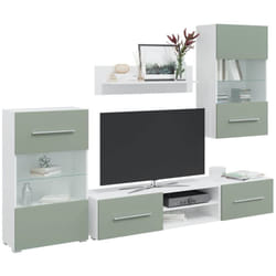 Vidaxl - Meubles tv avec lumière led 5 pcs vert olive bois d'ingénierie