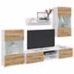 vidaXL Meubles TV et lumière LED 5 pcs chêne artisanal bois ingénierie meuble TV meuble de rangement multimédia meuble de