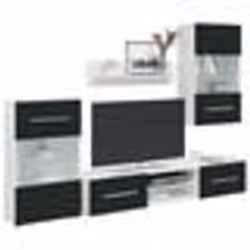 vidaXL Meubles TV 5 pcs avec lumière LED indigo mat bois dingénierie meuble TV meuble de rangement multimédia meuble de 33242 ...