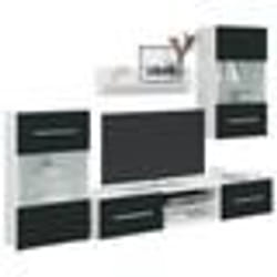vidaXL Meubles TV 5 pcs avec lumière LED indigo mat bois dingénierie meuble TV meuble de rangement multimédia meuble de 3324235
