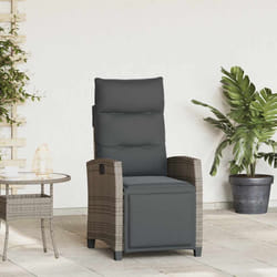 vidaXL Chaise de jardin inclinable avec table d'appoint gris polyrotin