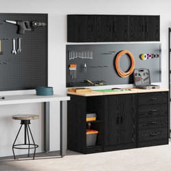 Armoires de garage 2 pcs noir bois d'ingénierie - Vidaxl