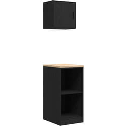 Armoires De Garage 2 Pcs Noir Bois D'Ingénierie Vidaxl
