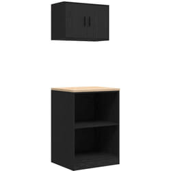 Armoires de garage 2 pcs noir bois d'ingénierie Vidaxl