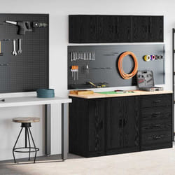 Armoires de garage 2 pcs noir bois d'ingénierie - Vidaxl