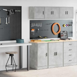 vidaXL Armoires de garage 2 pcs - Gris béton