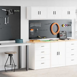 Armoires De Garage 2 Pcs Blanc Bois D'Ingénierie Vidaxl