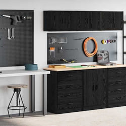 Armoires De Garage 2 Pcs Noir Bois D'Ingénierie Vidaxl