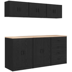 Armoires de garage 6 pcs noir bois d'ingénierie Vidaxl