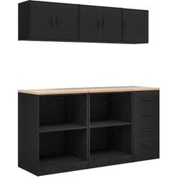 Armoires de garage 6 pcs noir bois d'ingénierie Vidaxl
