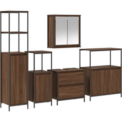 Vidaxl - Ensemble de meubles de salle de bain 5 pièces en bois d'ingénierie chêne marron