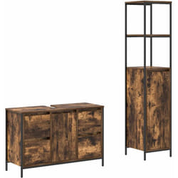 Vidaxl - Ensemble De Mobilier De Salle De Bain 2 Pcs Chêne Fumé Et Noir