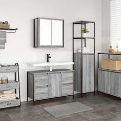 Vidaxl - Ensemble De Mobilier De Salle De Bain 2 Pcs Gris Sonoma Et Noir