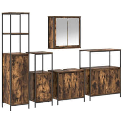 Ensemble De Mobilier De Salle De Bain 5 Pcs Chêne Fumé Et Noir Vidaxl