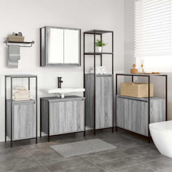 Vidaxl Ensemble De Mobilier De Salle De Bain 5 Pcs Gris Sonoma Et Noir
