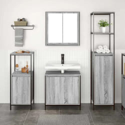 vidaXL Ensemble de mobilier de salle de bain 3 pcs Gris sonoma et Noir