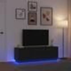 vidaXL Meuble TV avec lumières LED chêne noir 1605x41x50 cm support TV meuble télé meuble multimédia banc TV meuble 3328427