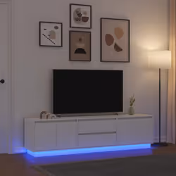 Avec un design à la fois élégant mais pratique, ce meuble TV avec éclairage LED est destiné à devenir un point central de vot ...