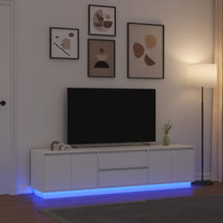 vidaXL Meuble TV avec lumières LED blanc 193,5x41x50 cm