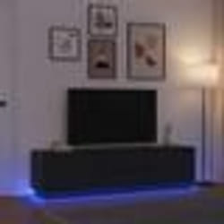 vidaXL Meuble TV avec lumières LED chêne noir 1935x41x50 cm support TV meuble télé meuble multimédia banc TV meuble 3328436