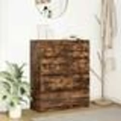 vidaXL Buffet chêne fumé 80x35x99 cm bois dingénierie armoire de rangement meuble dentrée meuble dappoint meuble de 3328484