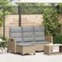 vidaXL Canapé de jardin inclinable coussins forme de L beige polyrotin